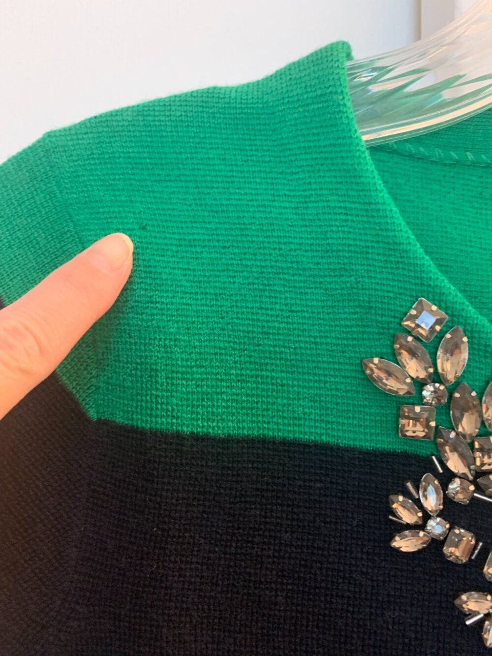 J. Crew rugby striped sweater with embellished crystal jeweled neckline - Picture 6 of 7